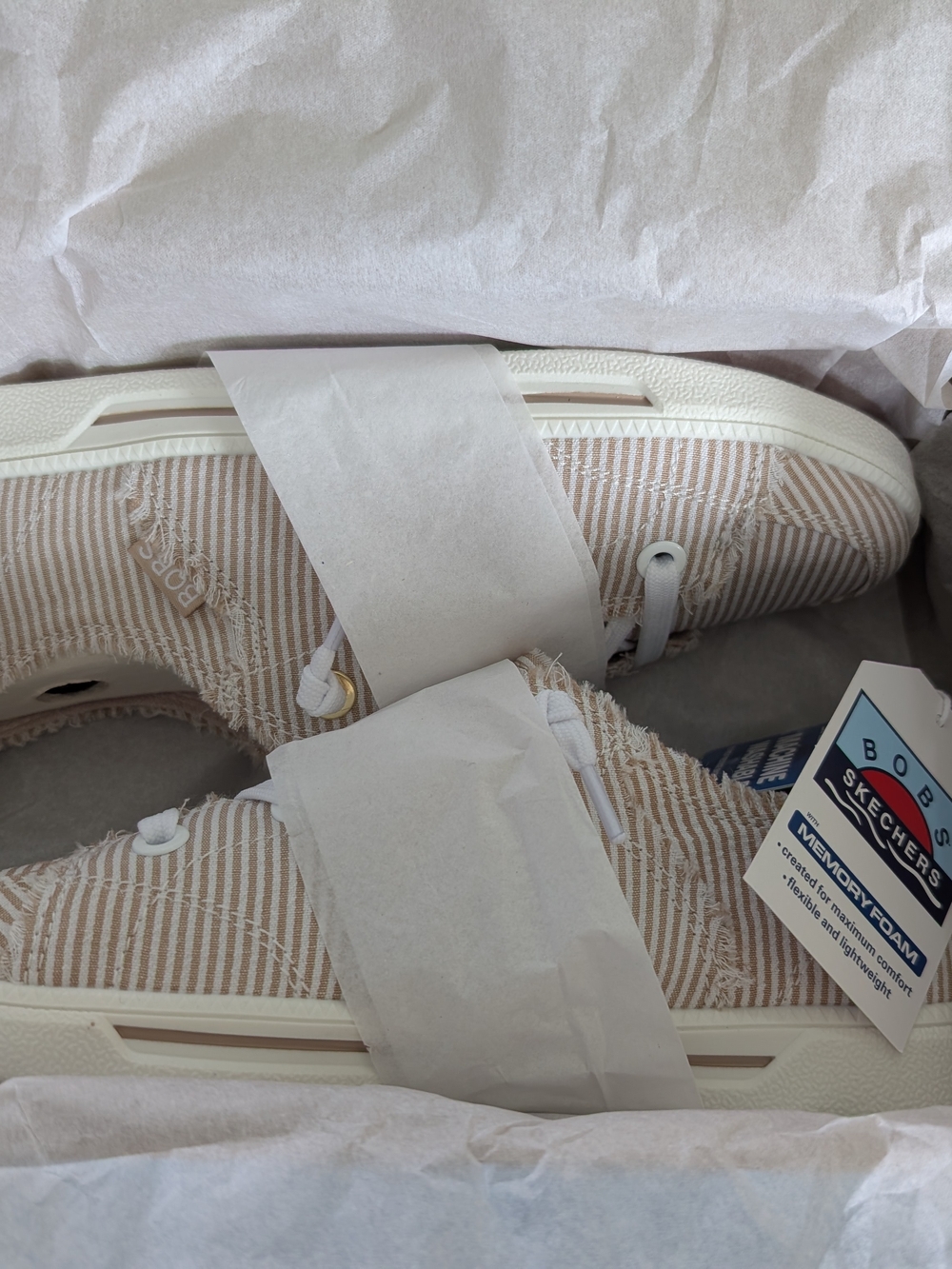 Skechers Kids Beige Striped Moccasins
